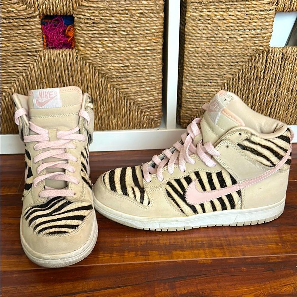 2004 Nike Dunk High Zebra Horse Hair Birch Vintage Women’s Size 8.5